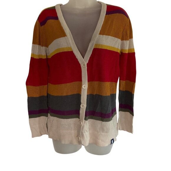 Hot Topic Doctor Who Forth Colorful Striped Cardigan Sweater knit  Button Front - Picture 3 of 12